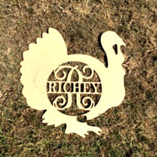 Turkey Frame Family Name, Unfinished Framed Monogram
