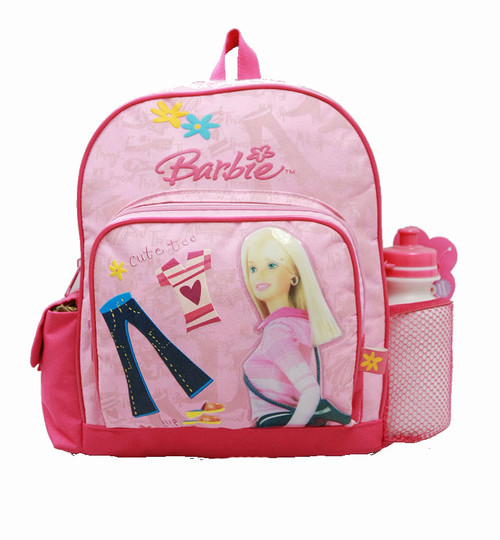 Small Backpack Barbie w/ Water Bottle Pink Jeans School Bag 18453
