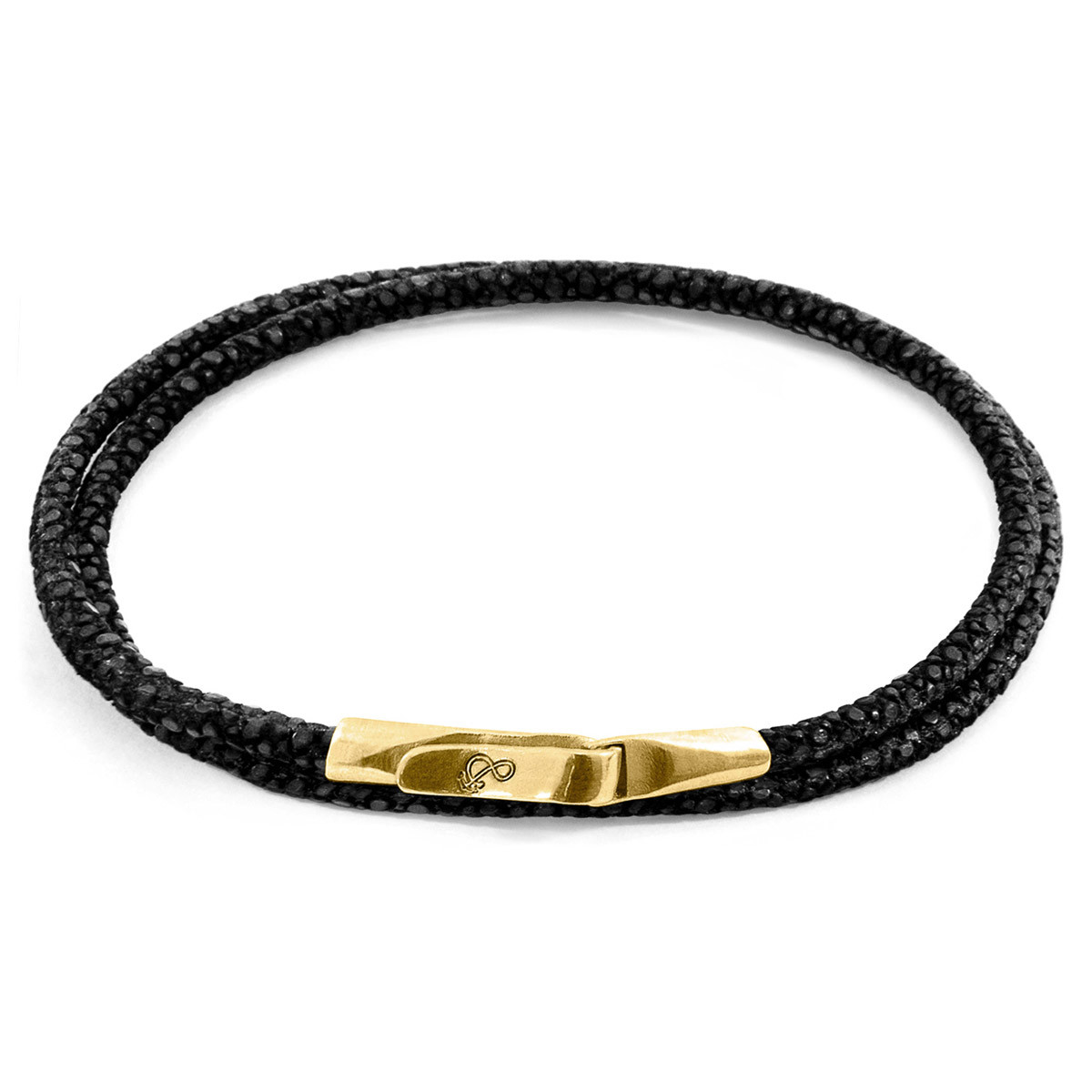Raven Black Liverpool 9ct Yellow Gold and Stingray Leather Bracelet