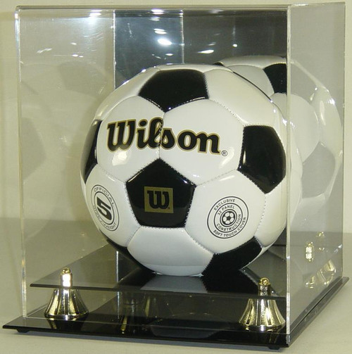 DELUXE SOCCER BALL DISPLAY with Gold Risers