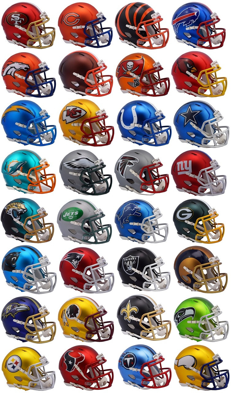Riddell NFL Blaze Alternate Speed Mini Helmet Complete Set (32) - Collectible Supplies