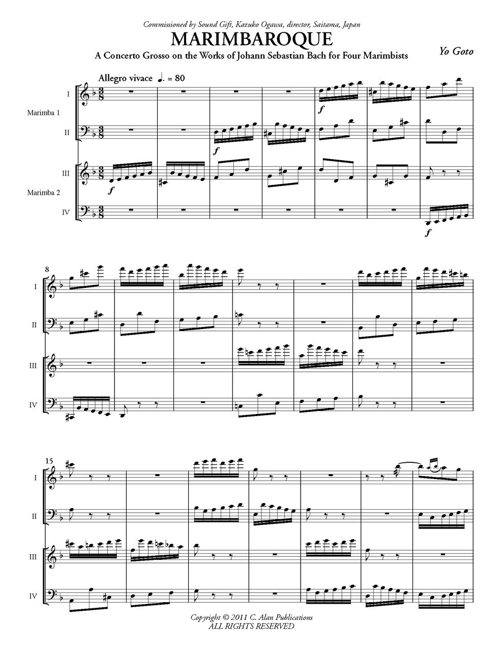 マリンバロック (マリンバ四重奏)【Marimbaroque】 - 後藤洋 (Yo Goto