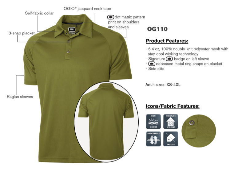 OG110 - OGIO OPTIC POLO Alloy Green T-Shirt