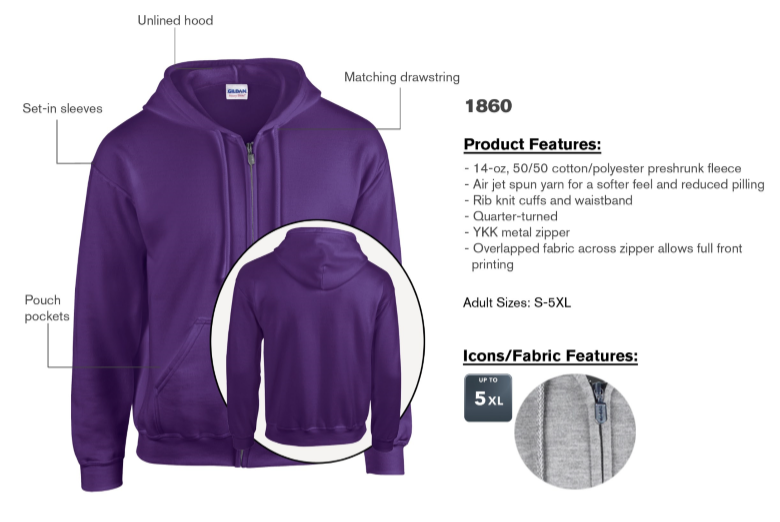 Gildan heavy blend full-zip hooded sweatshirt-1860 product features