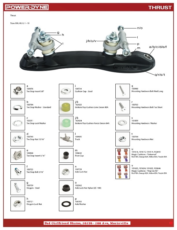 Riedell Thrust Plate Parts : Bad Girlfriend Roller Skates Canada