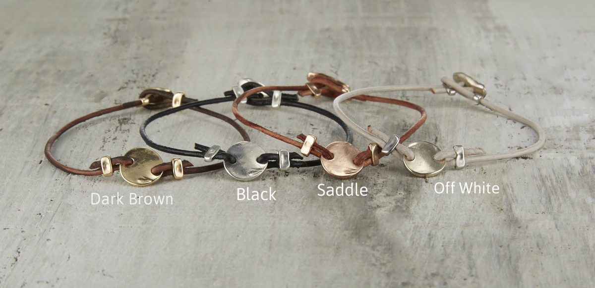 Rustic leather friendship bracelet colors.
