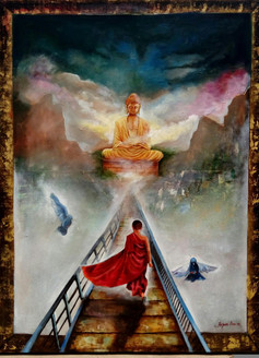 Buy Monk of Buddha Handmade Painting by Arjun Das. Code:ART_82_7472