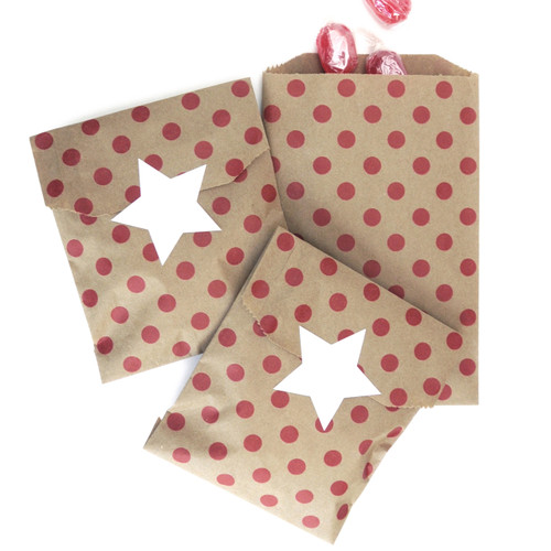Kraft Red Polka Dot Paper Bags For Wedding Favours Party And Image 1