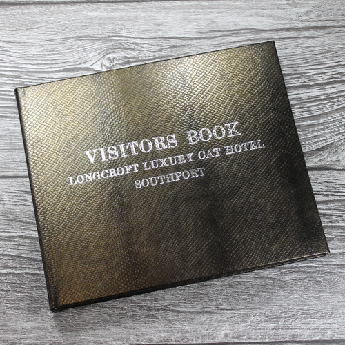 Visitor Guest Book- Antique Gold Mamba Effect Leather