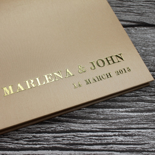 Wedding Guest Book In Pale Gold Satin - A5 or A4 Landscape