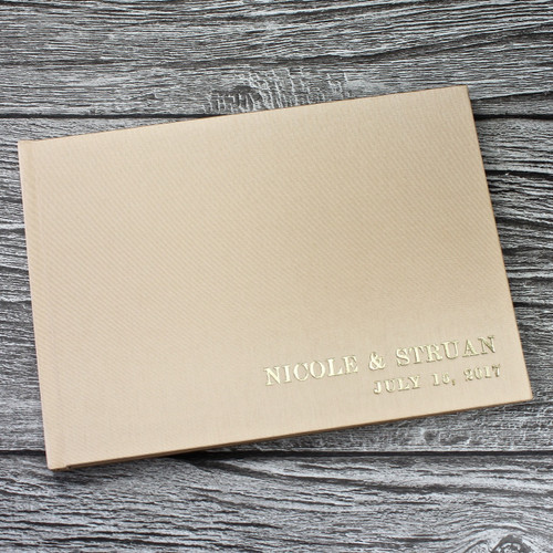 Wedding Guest Book In Pale Gold Satin - A5 or A4 Landscape