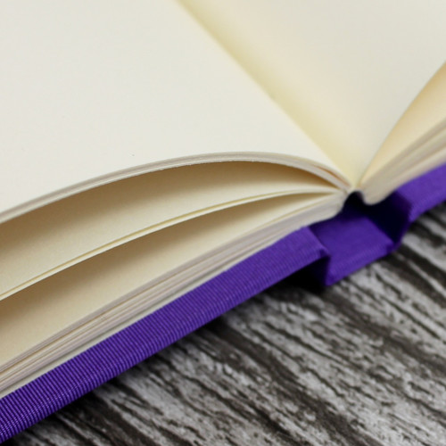 Wedding Guest Book In Purple Satin - A5 or A4 Landscape