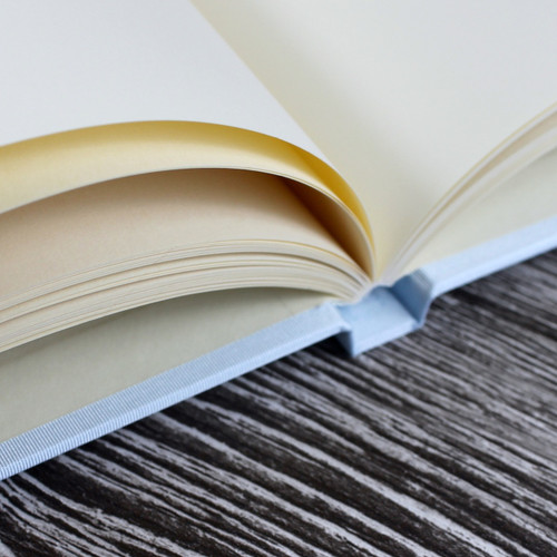 Wedding Guest Book In Pale Blue Satin - A5 or A4 Landscape