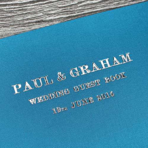Wedding Guest Book In Teal Satin - A5 or A4 Landscape