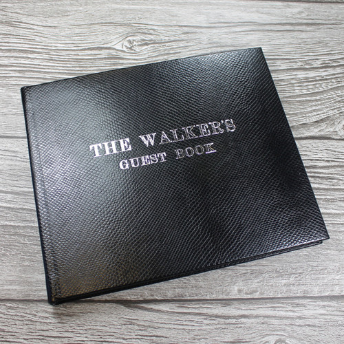 Visitor Guest Book - Onyx Black Mamba Effect Leather
