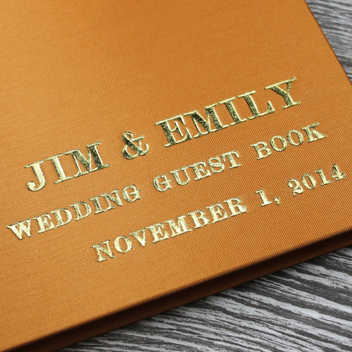 Wedding Guest Book In Burnt Orange Satin - A5 or A4 Landscape