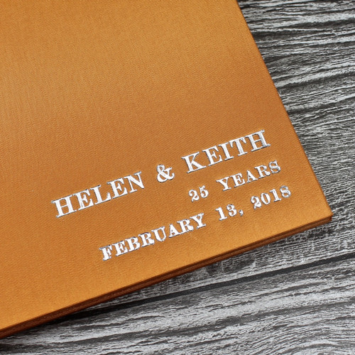 Wedding Guest Book In Burnt Orange Satin - A5 or A4 Landscape