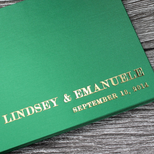 Wedding Guest Book In Bright Green Satin - A5 or A4 Landscape