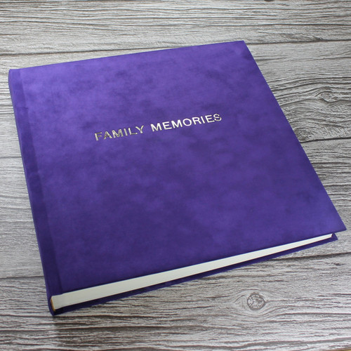 Contemporary Purple Velvety Suede Look Cloth Photo Album