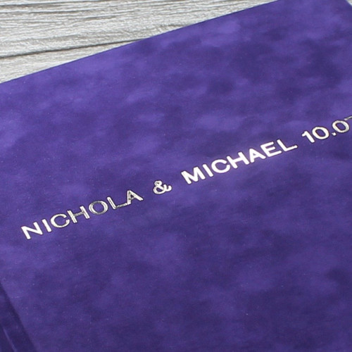Contemporary Purple Velvety Suede Look Cloth Photo Album