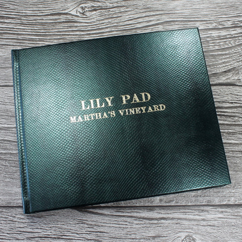 Visitor Guest Book - Emerald Green Mamba Effect Leather