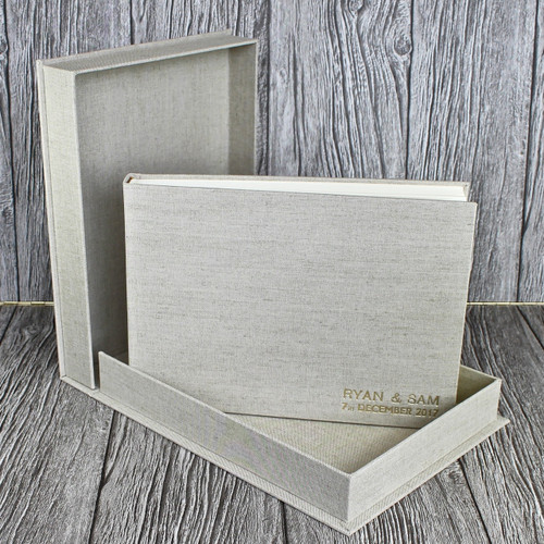 Drop Back / Clamshell Box In Natural Oatmeal Linen Cloth