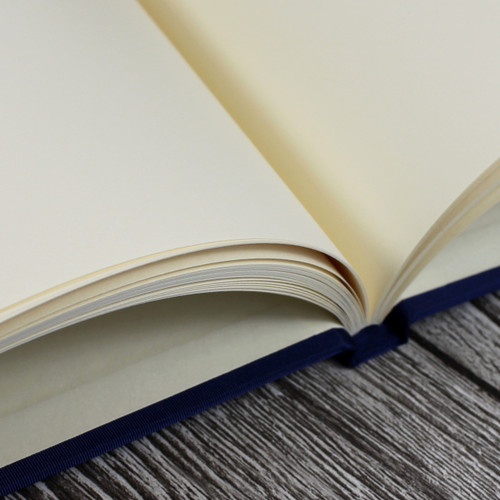 Wedding Guest Book In Midnight Blue Satin - A5 or A4 Landscape