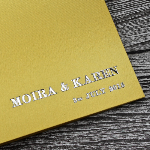 Wedding Guest Book In Yellow Satin - A5 or A4 Landscape