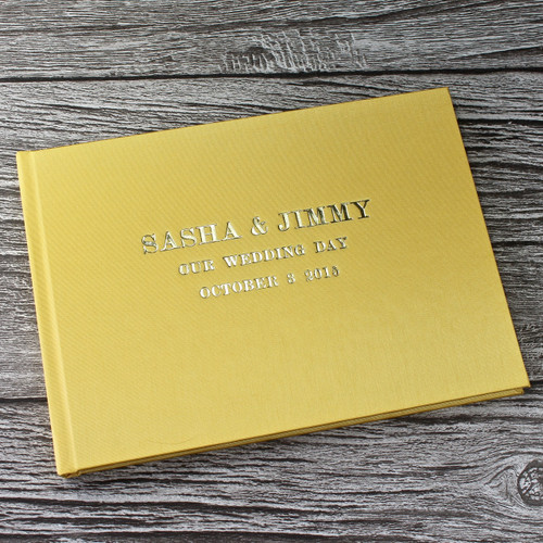 Wedding Guest Book In Yellow Satin - A5 or A4 Landscape