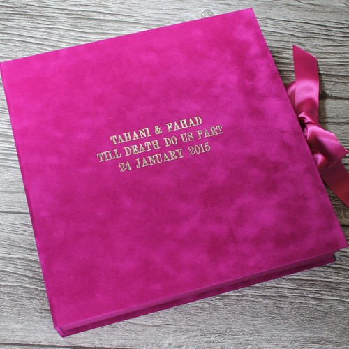 Drop Back / Clamshell Box - Fuchsia Pink Velvety Suede Look Cloth