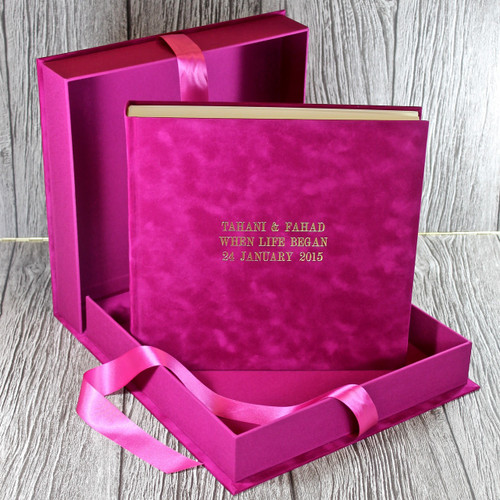 Drop Back / Clamshell Box - Fuchsia Pink Velvety Suede Look Cloth
