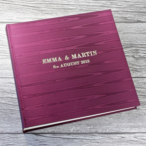 Magenta Satin Taffeta Photo Album With Moiré Design