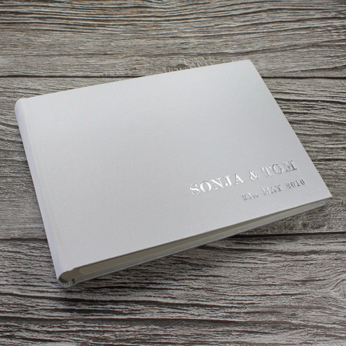 Photo Booth Guest Book - Platinum Silver Satin - A5 or A4 Landscape