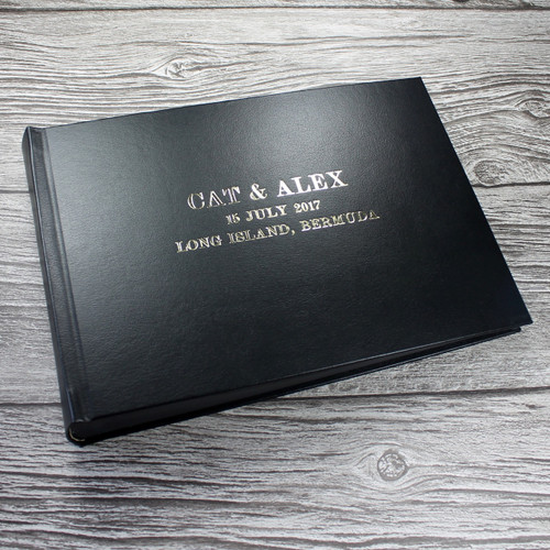 Photo Booth Guest Book - Black Leather - A5 or A4 Landscape