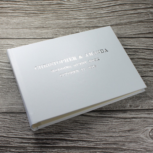 Photo Booth Guest Book - White Leather - A5 or A4 Landscape