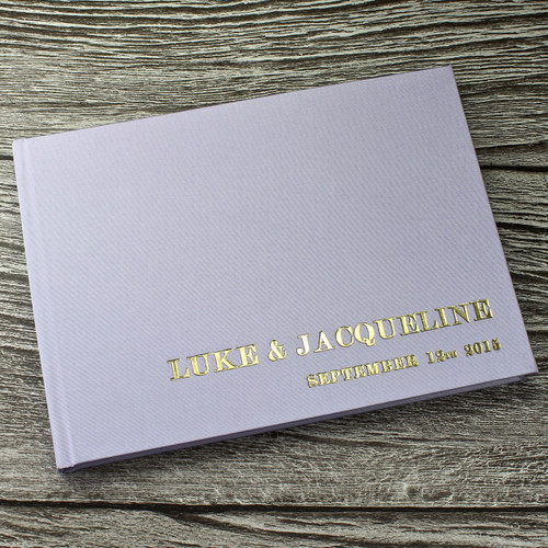 Wedding Guest Book In Lilac Satin - A5 or A4 Landscape