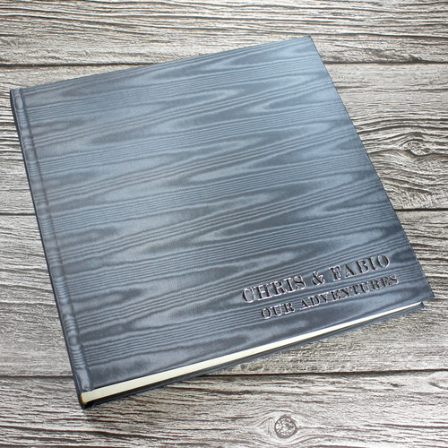 Silver Grey Satin Taffeta Album With Moiré Design