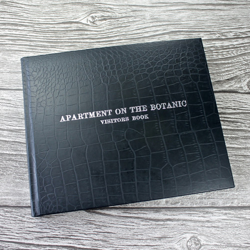 Visitor Guest Book - Black Caiman Effect Leather