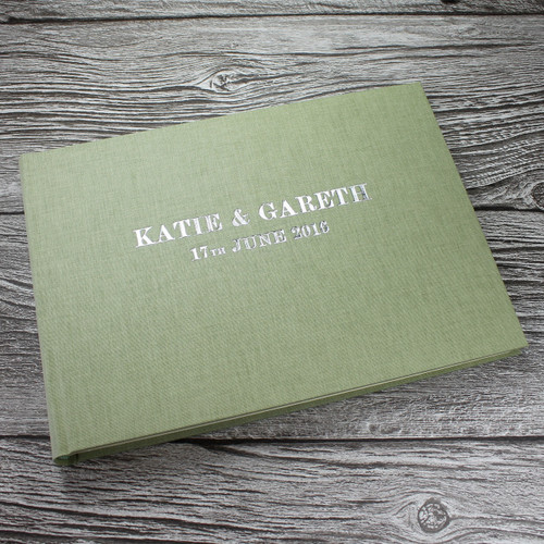 Photo Booth Guest Book - Sage Green Linen - A5 or A4 Landscape