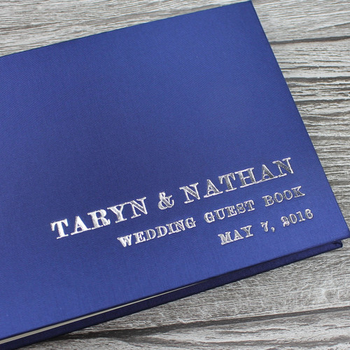 Photo Booth Guest Book - Midnight Blue Satin - A5 or A4 Landcape