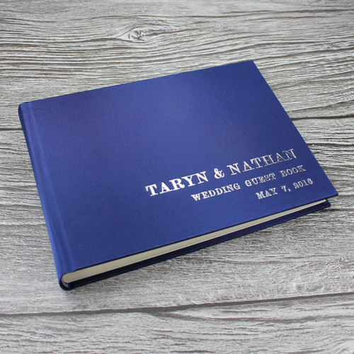 Photo Booth Guest Book - Midnight Blue Satin - A5 or A4 Landcape