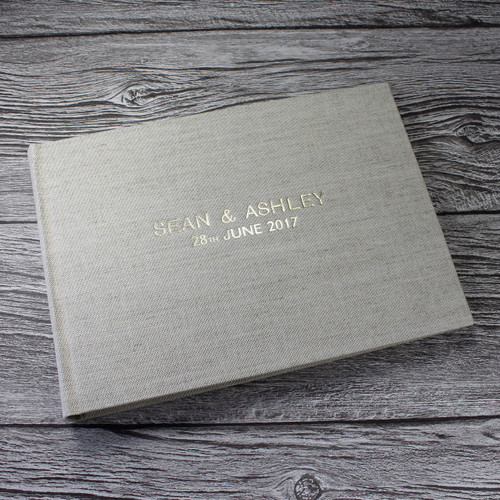 Photo Booth Guest Book - Natural Oatmeal Linen - A5 or A4 Landscape