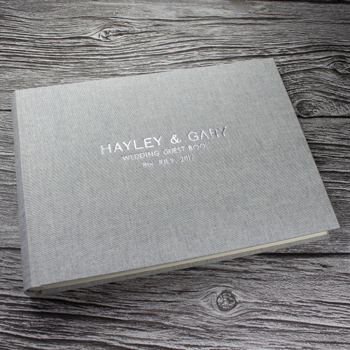 Photo Booth Guest Book - Grey Marl Linen - A5 or A4 Landscape