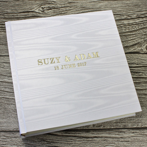 White Satin Taffeta Album With Moiré Design