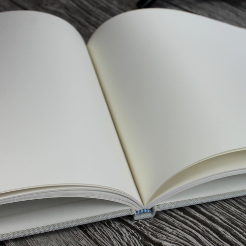 Wedding Guest Book In Misty Blue Linen - A5 or A4 Landscape