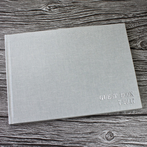 Wedding Guest Book In Misty Blue Linen - A5 or A4 Landscape