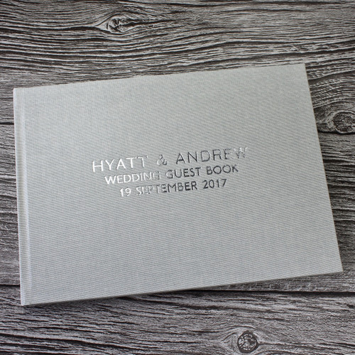 Wedding Guest Book In Misty Blue Linen - A5 or A4 Landscape