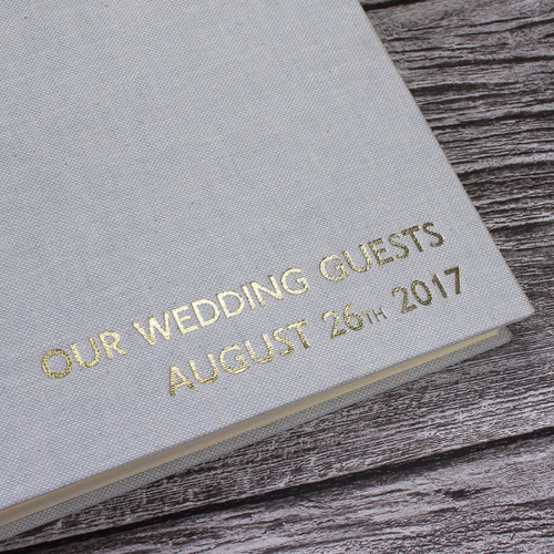 Wedding Guest Book In Misty Blue Linen - A5 or A4 Landscape
