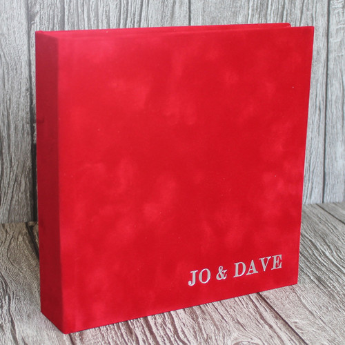 Contemporary Red Velvety Suede Look Cloth Photo Album