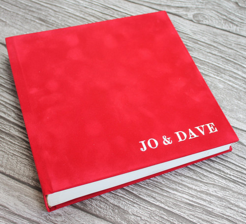 Contemporary Red Velvety Suede Look Cloth Photo Album
